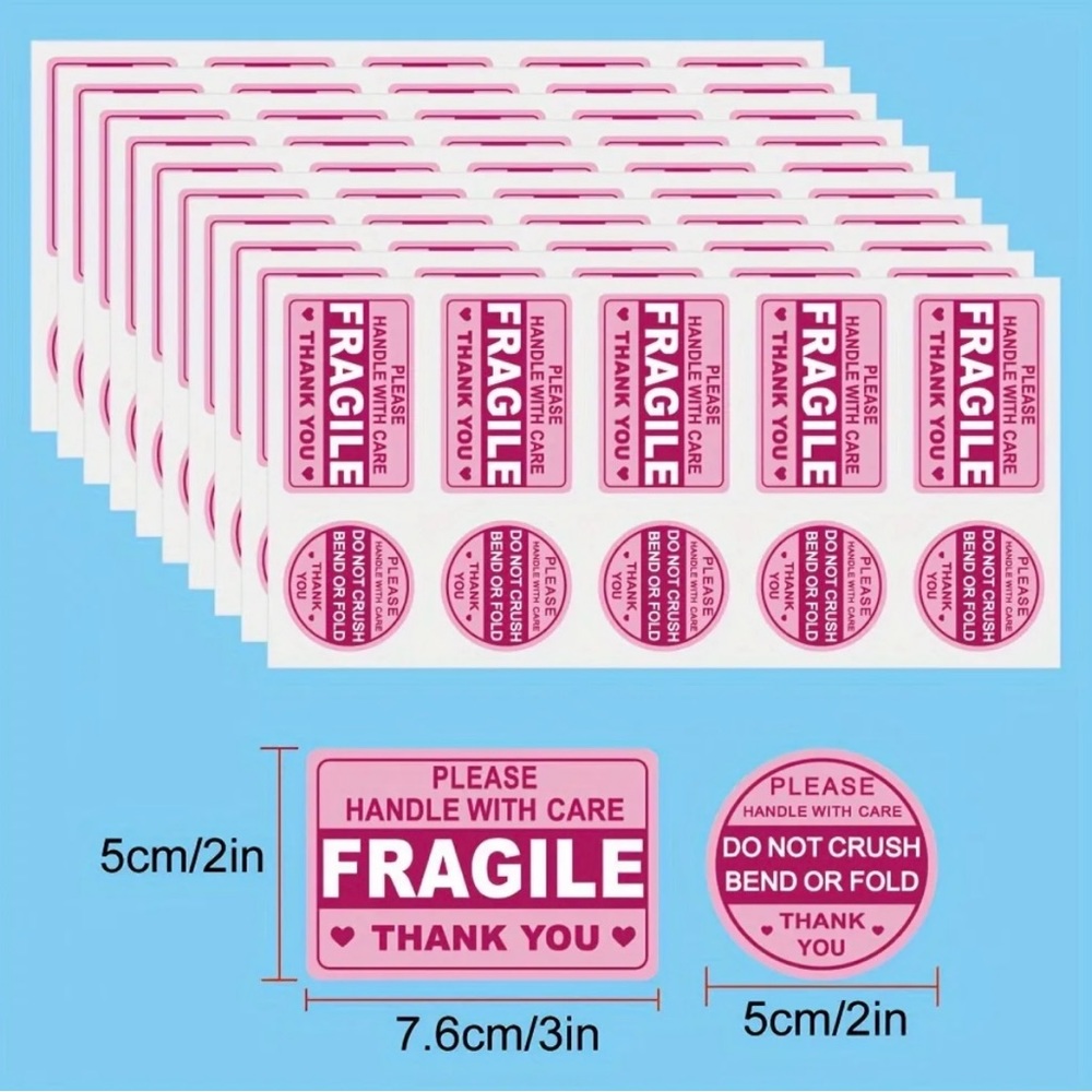50 Count “Fragile Please Handle With Care” Stickers